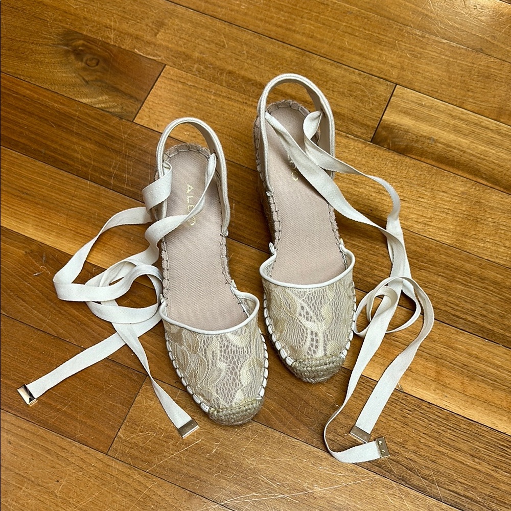 Cream, Lace Espadrille